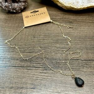 Gold Tone Iron Chain Tear Drop Lava Rock Diffuser Necklace